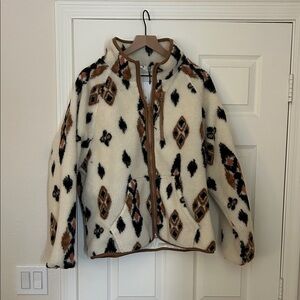 The Upside - Geometric Patterned Fleece Jacket